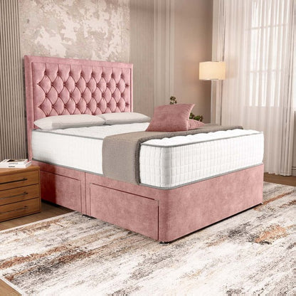 Madrid Chesterfield Divan Bed - Pink Coniston