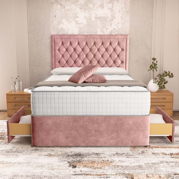 Madrid Chesterfield Divan Bed - Pink Coniston