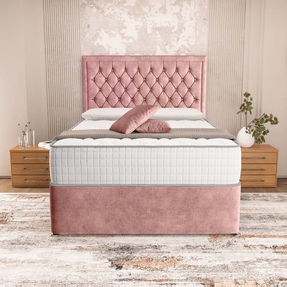 Madrid Chesterfield Divan Bed - Pink Coniston