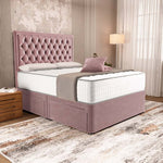 Madrid Chesterfield Divan Bed - Pink Plush Velvet