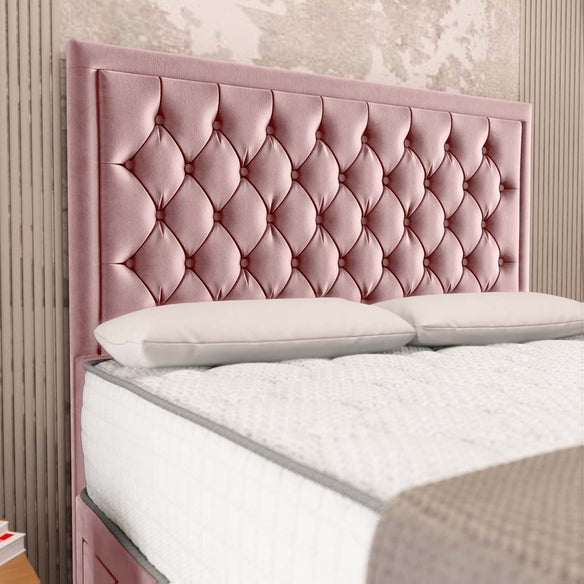 Madrid Chesterfield Divan Bed - Pink Plush Velvet