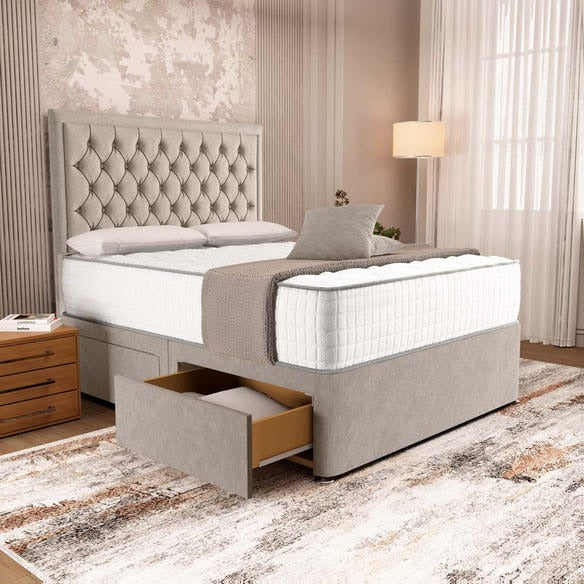 Madrid Chesterfield Divan Bed - Seal Grey Naples