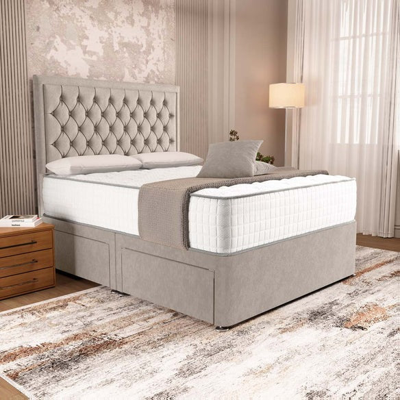 Madrid Chesterfield Divan Bed - Seal Grey Naples