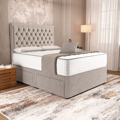 Madrid Chesterfield Divan Bed - Seal Grey Naples
