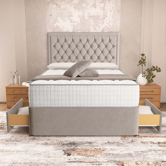 Madrid Chesterfield Divan Bed - Seal Grey Naples