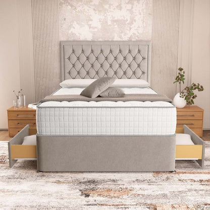 Madrid Chesterfield Divan Bed - Seal Grey Naples