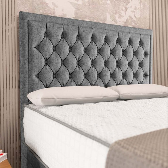 Madrid Chesterfield Divan Bed - Silver Chenille