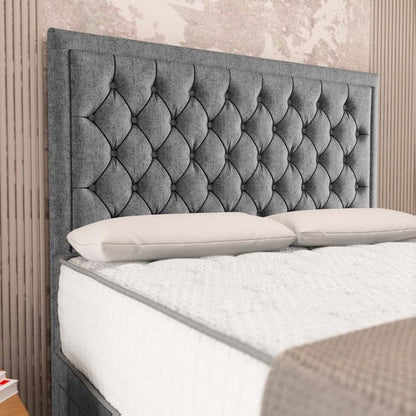 Madrid Chesterfield Divan Bed - Silver Chenille
