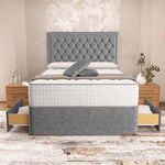 Madrid Chesterfield Divan Bed - Silver Chenille