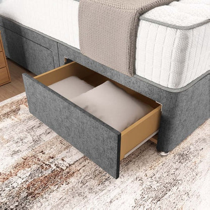 Madrid Chesterfield Divan Bed - Silver Chenille