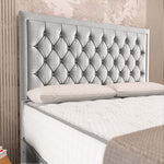 Madrid Chesterfield Divan Bed - Silver Linoso
