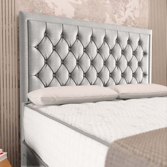 Madrid Chesterfield Divan Bed - Silver Linoso