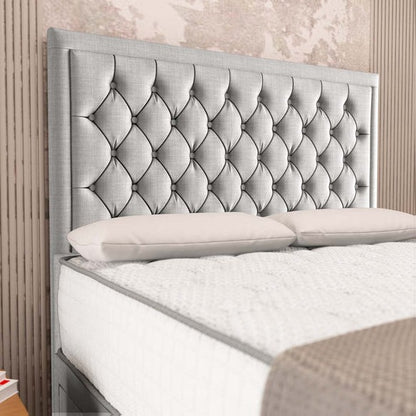 Madrid Chesterfield Divan Bed - Silver Linoso