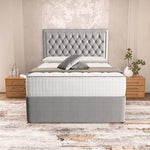 Madrid Chesterfield Divan Bed - Silver Linoso