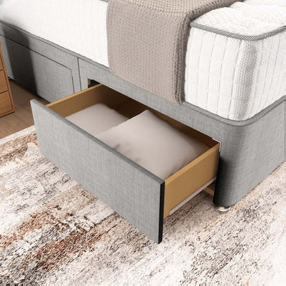 Madrid Chesterfield Divan Bed - Silver Linoso