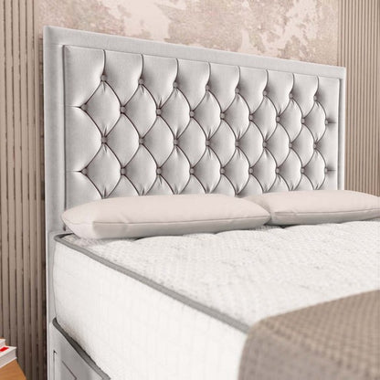 Madrid Chesterfield Divan Bed - Silver Plush Velvet