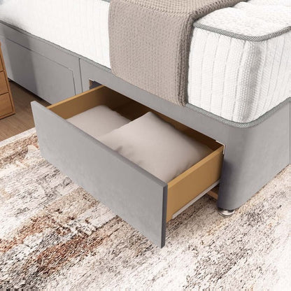 Madrid Chesterfield Divan Bed - Silver Plush Velvet