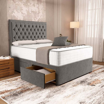 Madrid Chesterfield Divan Bed - Slate Grey Naples