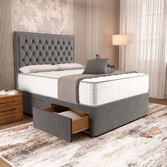 Madrid Chesterfield Divan Bed - Slate Grey Naples