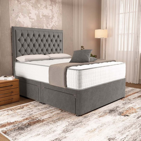 Madrid Chesterfield Divan Bed - Slate Grey Naples