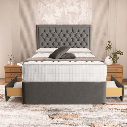 Madrid Chesterfield Divan Bed - Slate Grey Naples