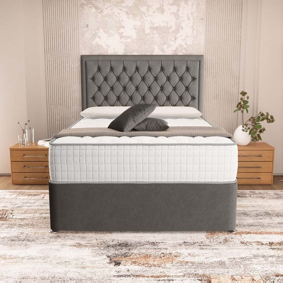 Madrid Chesterfield Divan Bed - Slate Grey Naples
