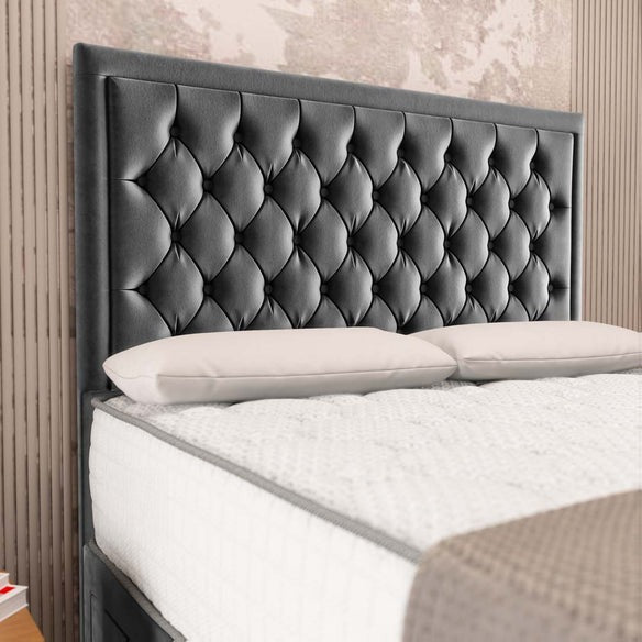 Madrid Chesterfield Divan Bed - Steel Plush Velvet