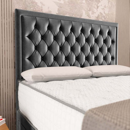 Madrid Chesterfield Divan Bed - Steel Plush Velvet