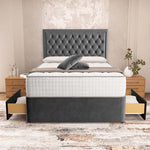 Madrid Chesterfield Divan Bed - Steel Plush Velvet