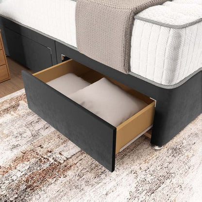 Madrid Chesterfield Divan Bed - Steel Plush Velvet