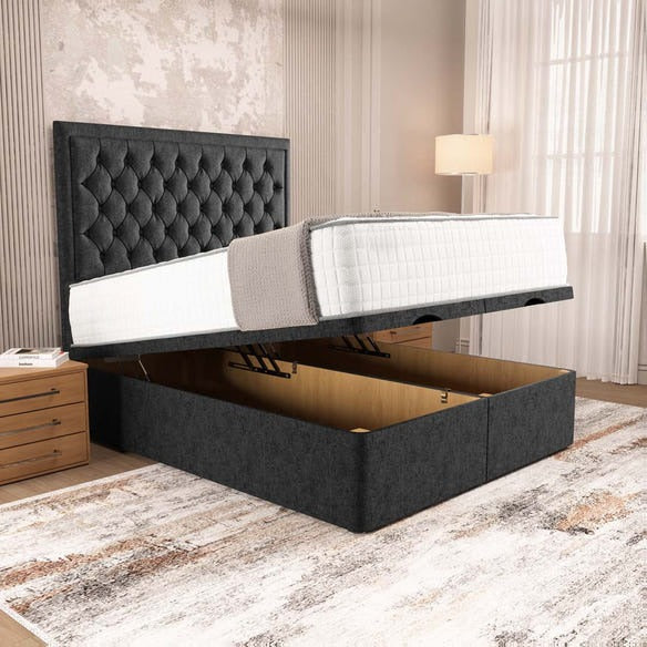 Madrid Ottoman Divan Bed - Black Chenille