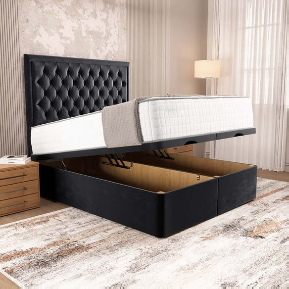 Madrid Ottoman Divan Bed - Black Plush Velvet