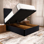 Madrid Ottoman Divan Bed - Black Plush Velvet