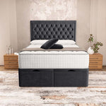 Madrid Ottoman Divan Bed - Black Plush Velvet