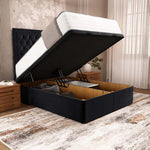 Madrid Ottoman Divan Bed - Black Plush Velvet