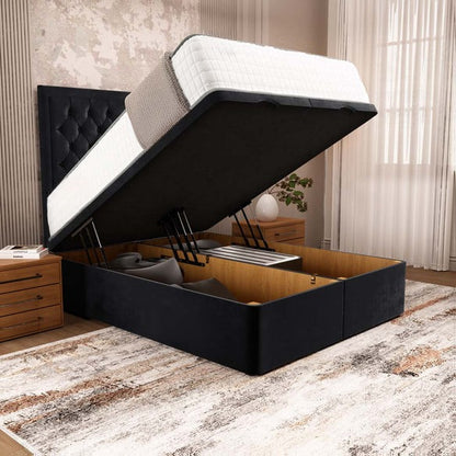 Madrid Ottoman Divan Bed - Black Plush Velvet