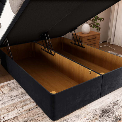 Madrid Ottoman Divan Bed - Black Plush Velvet