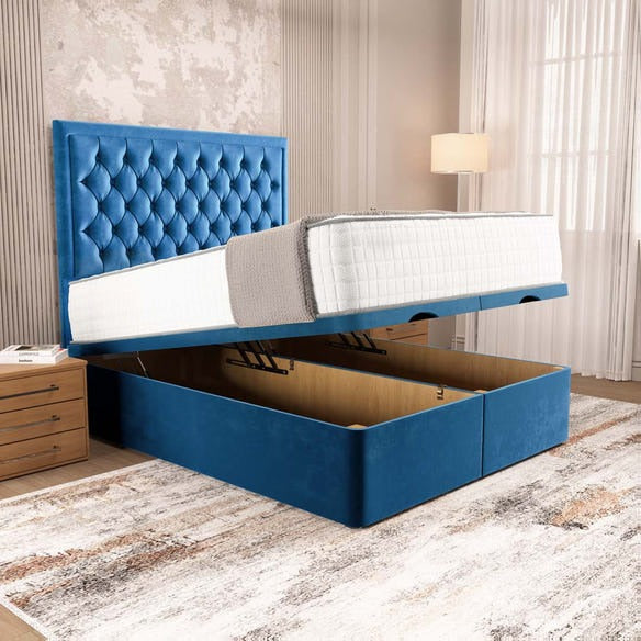 Madrid Ottoman Divan Bed - Blue Plush Velvet