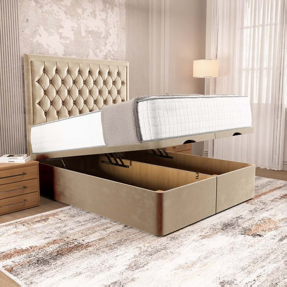 Madrid Ottoman Divan Bed - Mink Plush Velvet