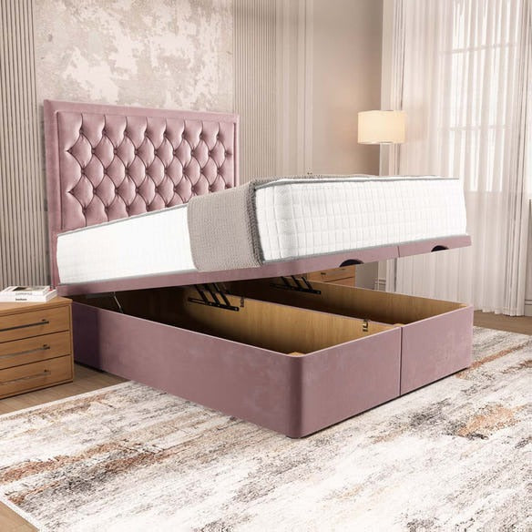 Madrid Ottoman Divan Bed - Pink Plush Velvet