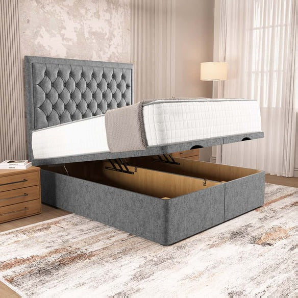 Madrid Ottoman Divan Bed - Silver Chenille