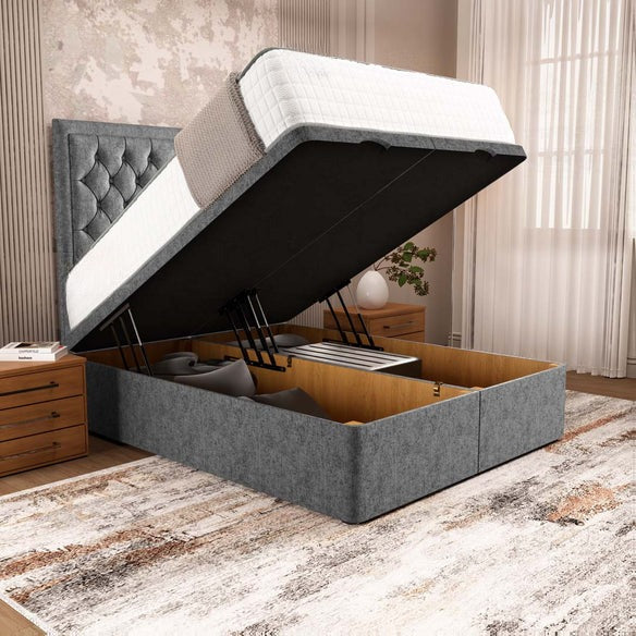 Madrid Ottoman Divan Bed - Silver Chenille