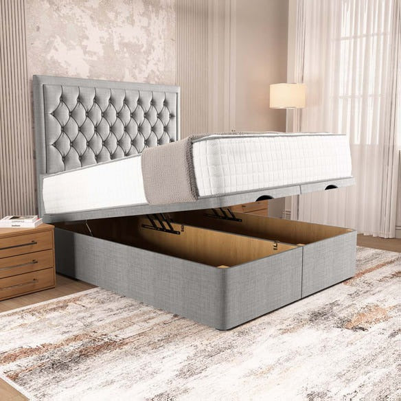 Madrid Ottoman Divan Bed - Silver Linoso