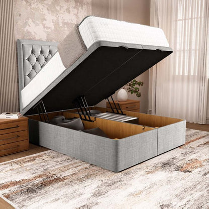 Madrid Ottoman Divan Bed - Silver Linoso