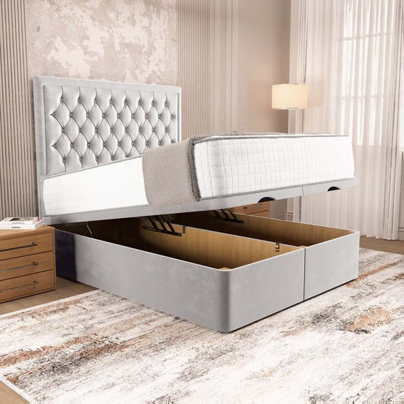 Madrid Ottoman Divan Bed - Silver Plush Velvet