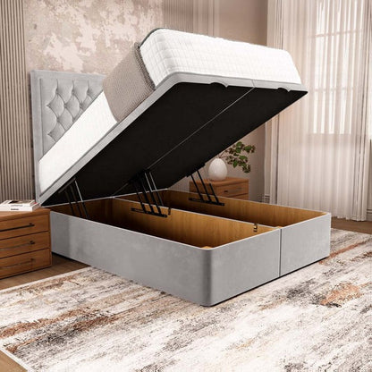 Madrid Ottoman Divan Bed - Silver Plush Velvet