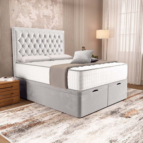 Madrid Ottoman Divan Bed - Silver Plush Velvet