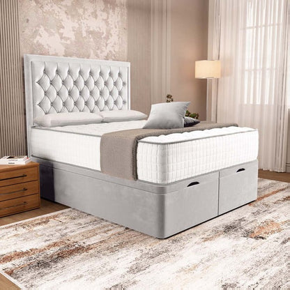 Madrid Ottoman Divan Bed - Silver Plush Velvet