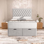 Madrid Ottoman Divan Bed - Silver Plush Velvet