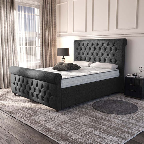 Melbourne Upholstered Bed - Black Chenille